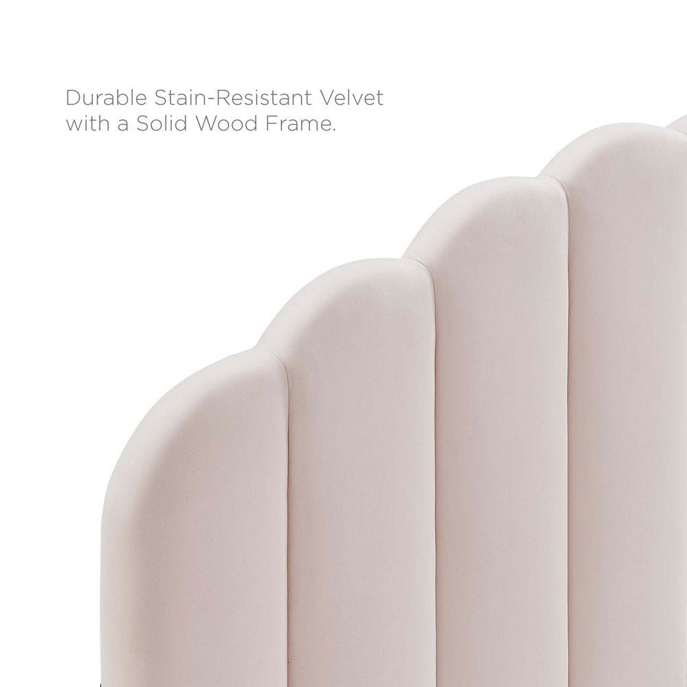 Modway Veronique Channel Tufted Performance Velvet Upholstered Full/Queen Headboard in Pink MDY-MOD-6207-PNK