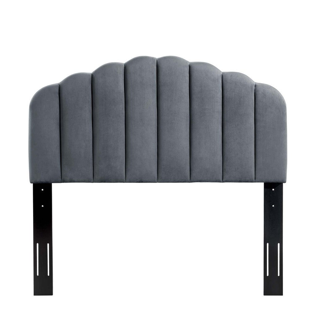 Modway Veronique Channel Tufted Performance Velvet Upholstered California King Headboard in Charcoal MDY-MOD-6208-CHA