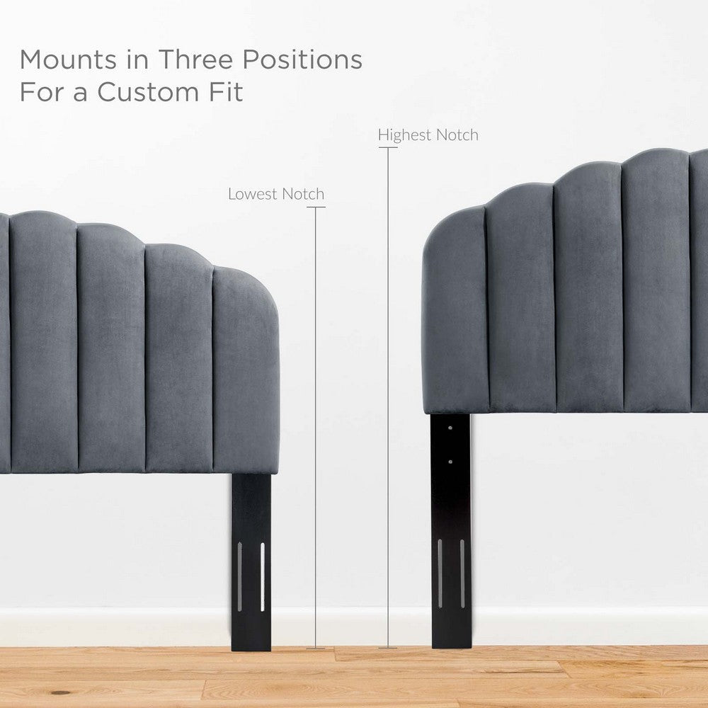 Modway Veronique Channel Tufted Performance Velvet Upholstered California King Headboard in Charcoal MDY-MOD-6208-CHA