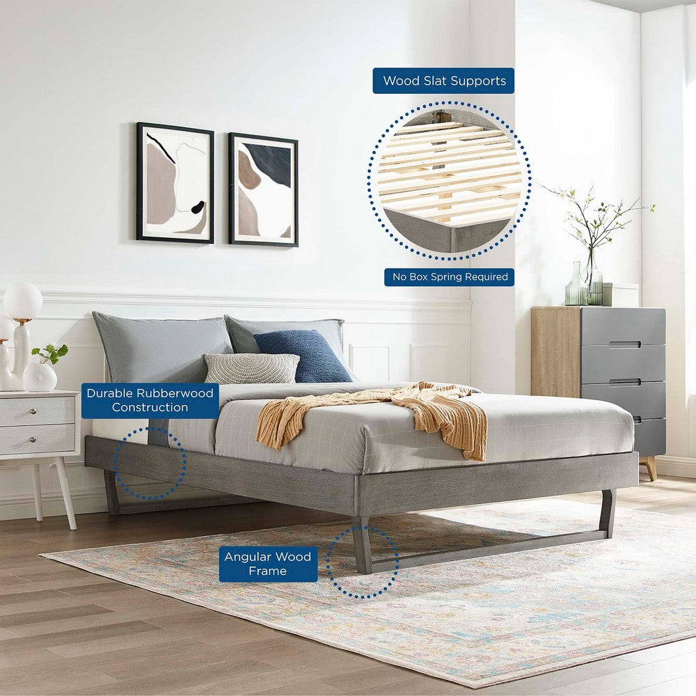 Billie Wood Full Platform Bed Frame by Modway| Gray