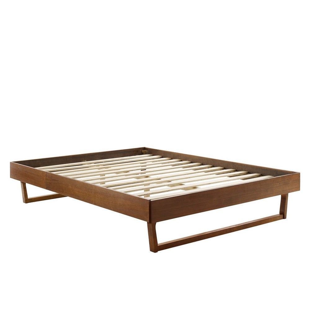 Modway MOD-6213-WAL Billie Full Wood Platform Bed Frame Walnut MDY-MOD-6213-WAL