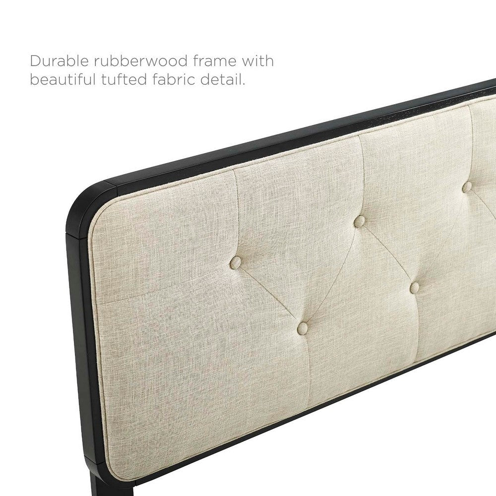 Modway MOD-6233-BLK-BEI Collins Tufted Full Fabric and Wood Headboard Black Beige MDY-MOD-6233-BLK-BEI