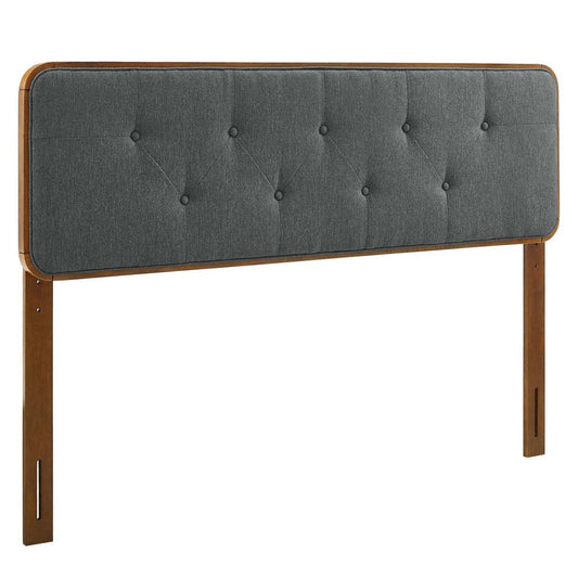 Modway MOD-6233-WAL-CHA Collins Tufted Full Fabric and Wood Headboard, Walnut Charcoal