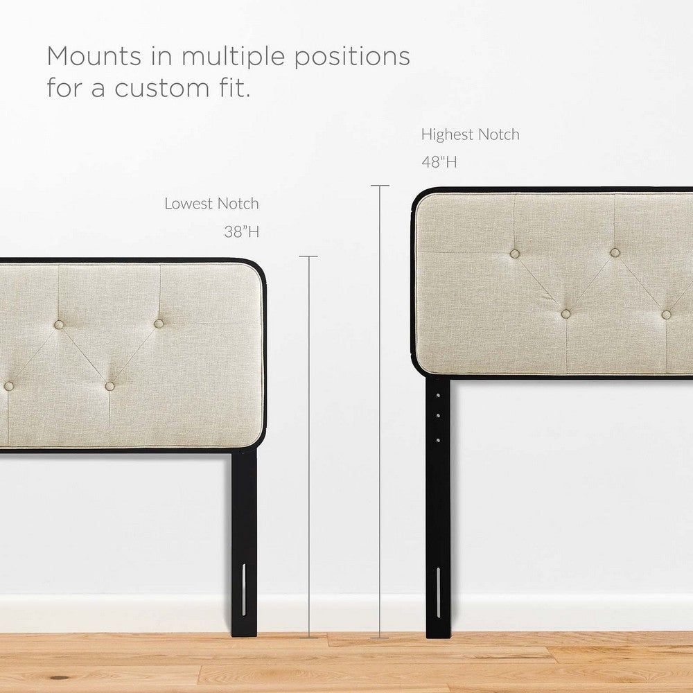Modway MOD-6235-BLK-BEI Collins Tufted King Fabric and Wood Headboard Black Beige MDY-MOD-6235-BLK-BEI