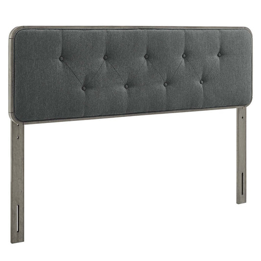 Modway MOD-6235-GRY-CHA Collins Tufted King Fabric and Wood Headboard, Gray Charcoal