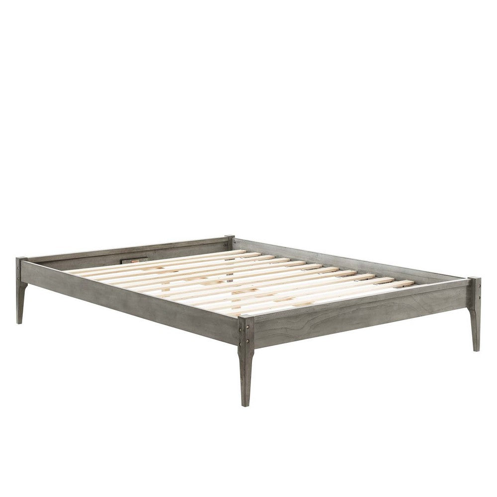 June Wood Full Platform Bed Frame by Modway| Gray