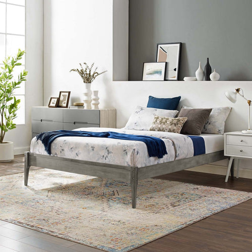 June Wood Full Platform Bed Frame by Modway| Gray