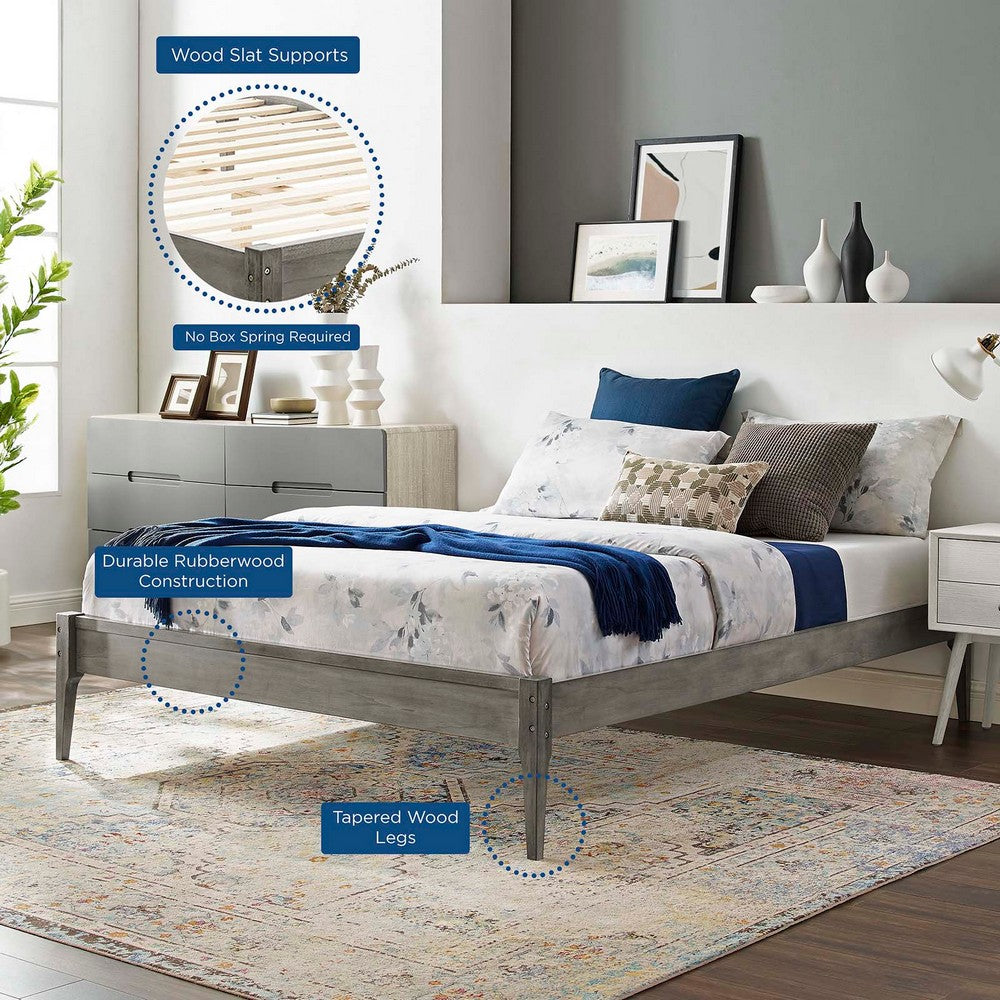 June Wood Queen Platform Bed Frame by Modway| Gray