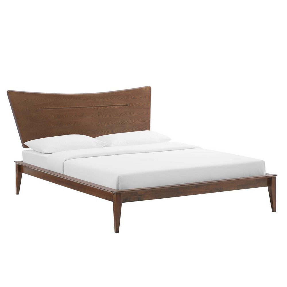 Modway Astra Full Wood Platform Bed in Walnut