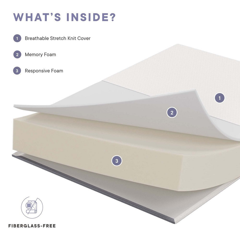 Modway Mila Firm 10’’ Fiberglass Free Memory Foam Queen Mattress MDY-MOD-6262-WHI