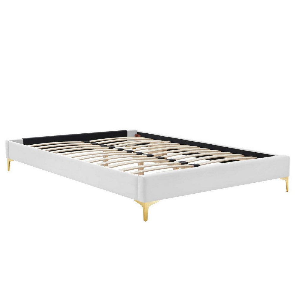 Sutton Performance Velvet Twin Bed Frame by Modway| White