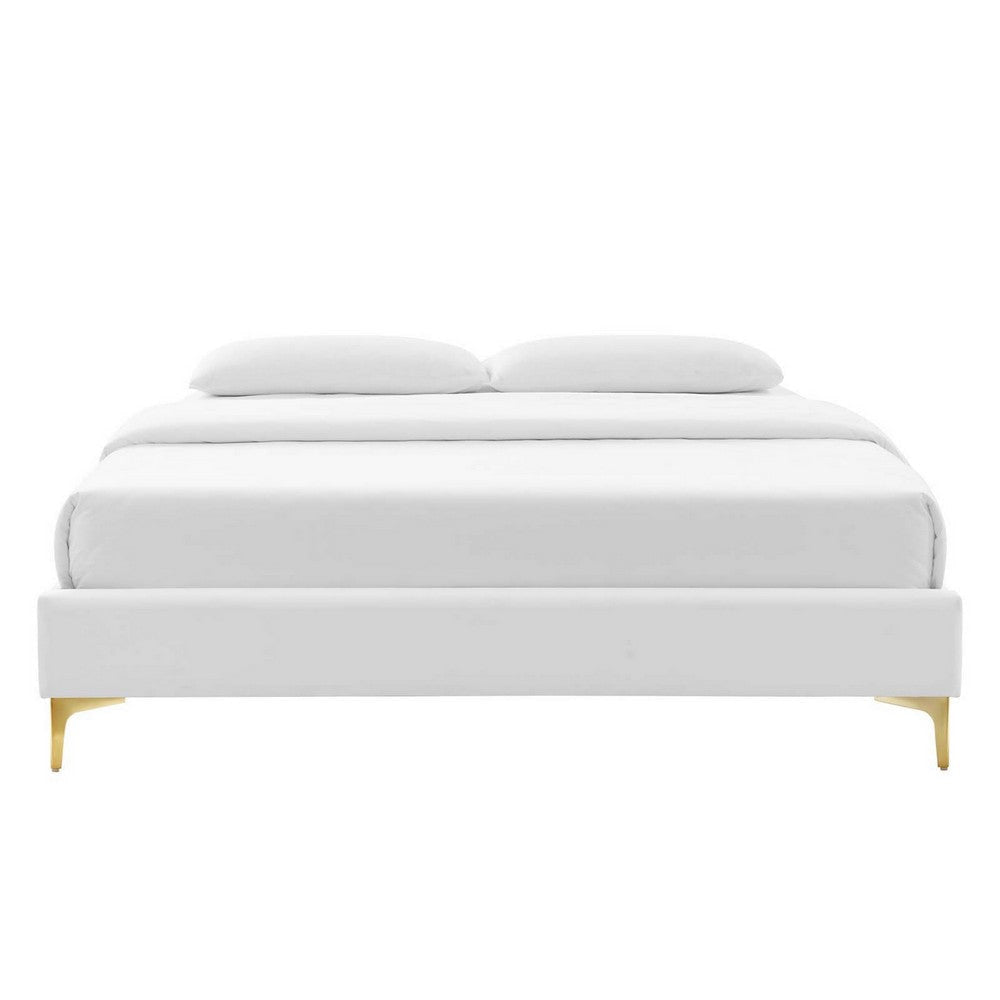 Modway MOD-6306-WHI Sutton Full Performance Velvet Bed Frame White MDY-MOD-6306-WHI