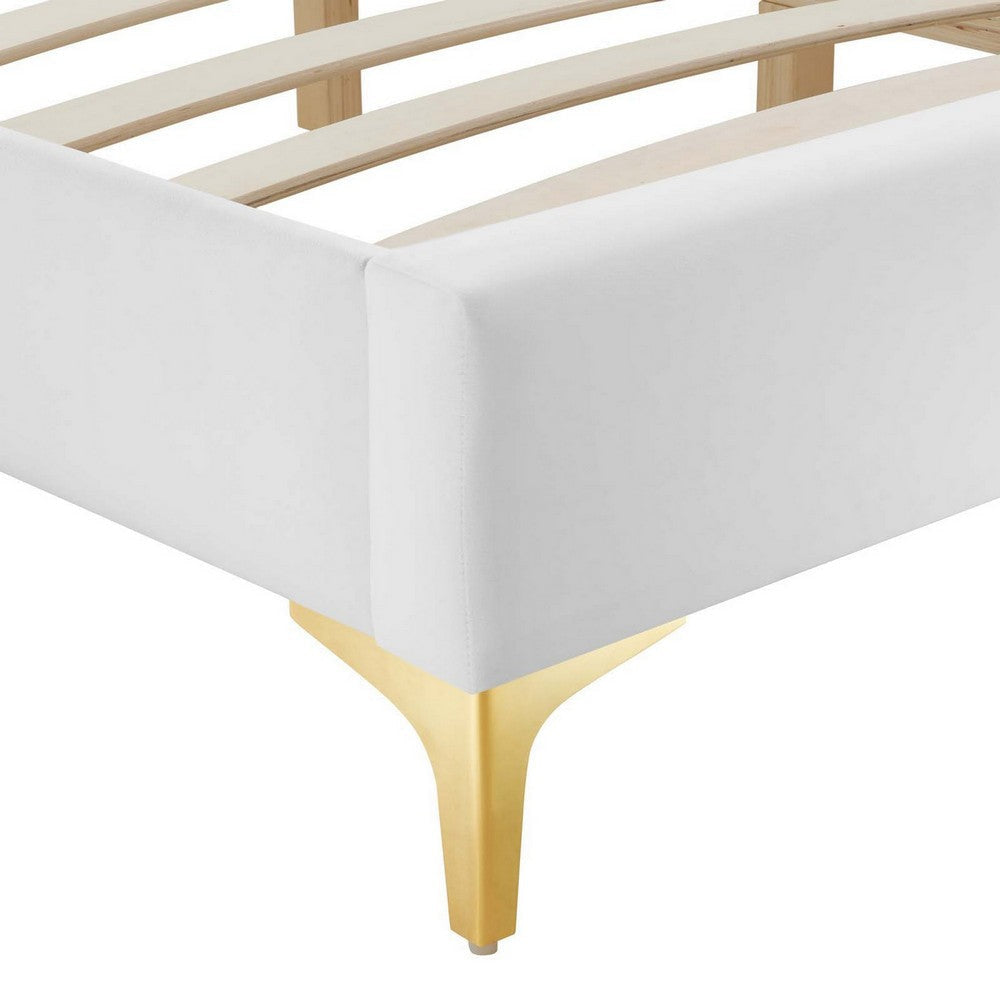 Modway MOD-6306-WHI Sutton Full Performance Velvet Bed Frame White MDY-MOD-6306-WHI