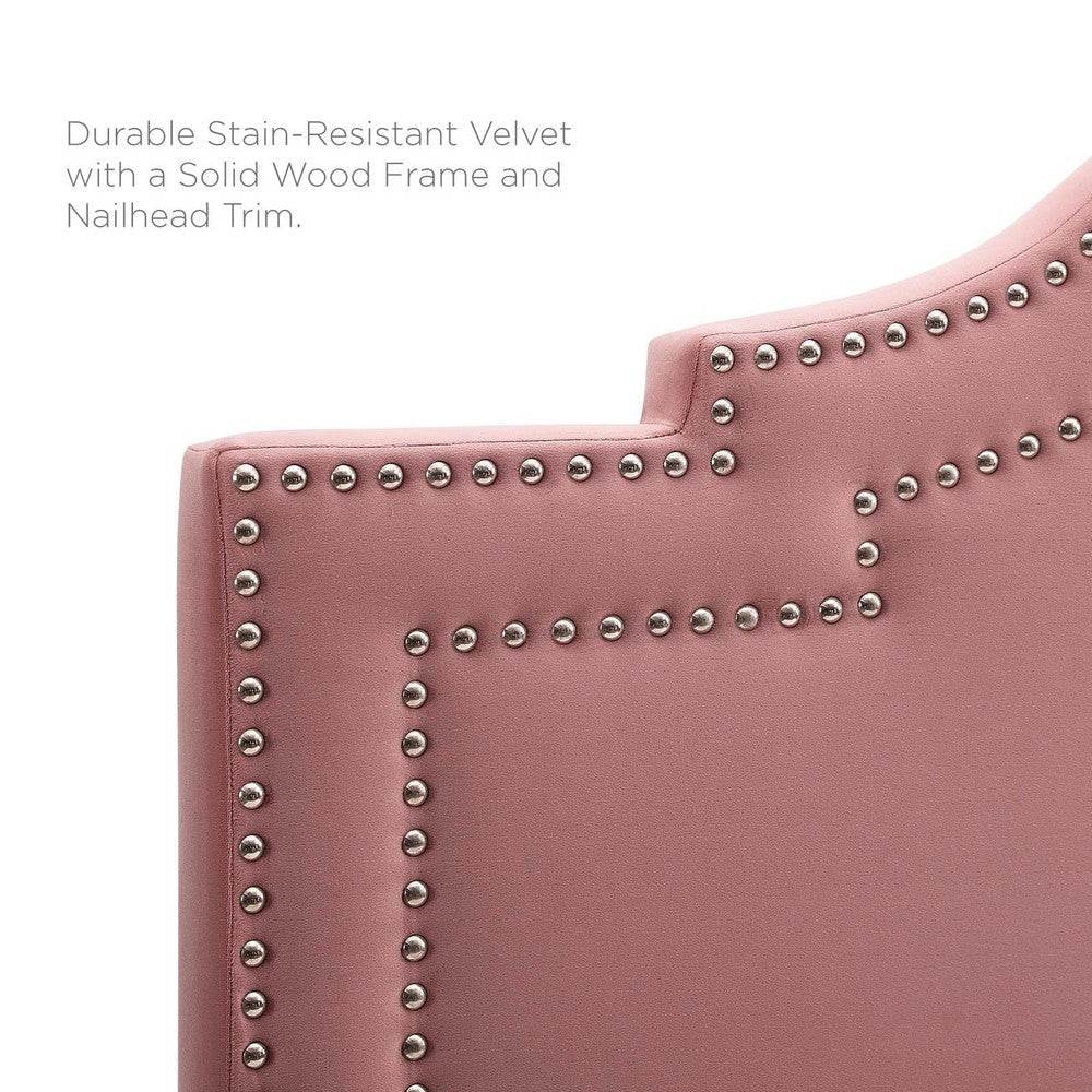 Modway Lucia Performance Velvet Headboard with Nailhead Detail Full/Queen Dusty Rose MDY-MOD-6312-DUS