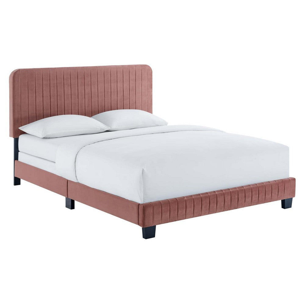 Celine Channel Tufted Performance Velvet Queen Bed - No Shipping Charges