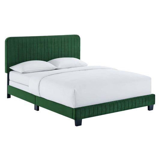 Celine Channel Tufted Performance Velvet Queen Bed  - No Shipping Charges