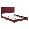 Modway Celine Channel Tufted Performance Velvet Full Bed in Maroon MDY-MOD-6331-MAR