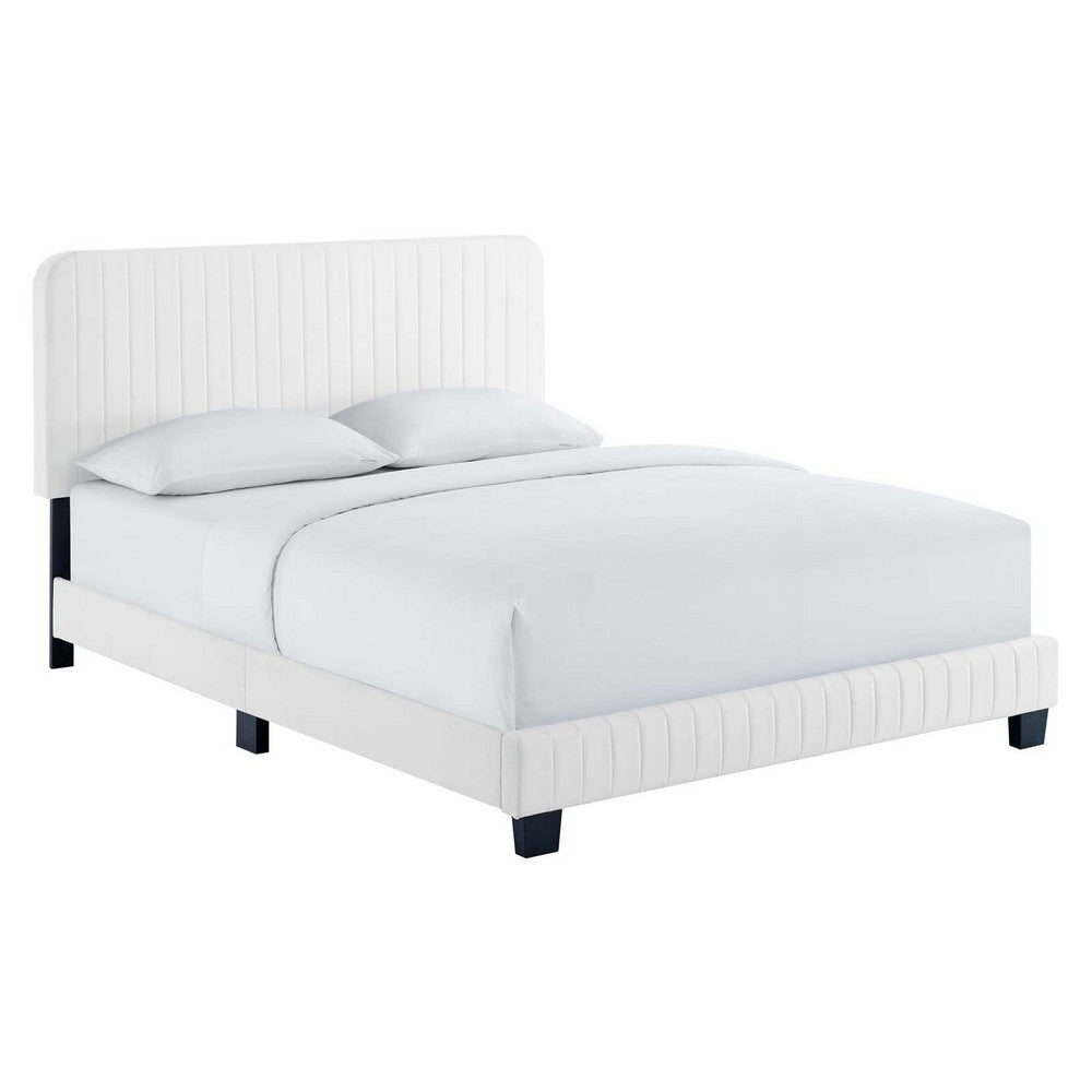 Celine Channel Tufted Performance Velvet Queen Platform Bed - No Shipping Charges