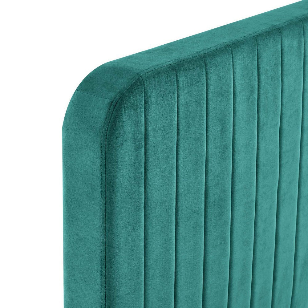 Modway Celine Channel Tufted Performance Velvet Full Platform Bed in Teal MDY-MOD-6335-TEA