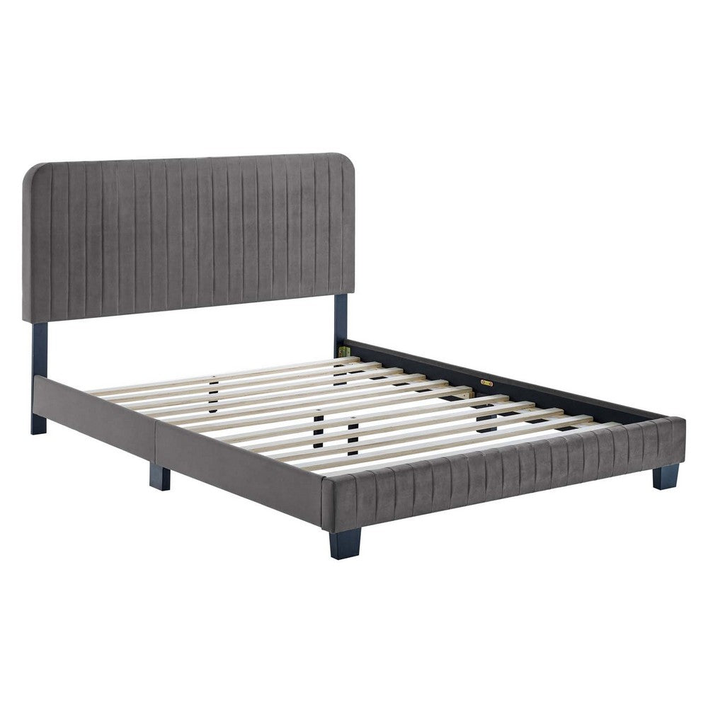 Celine Channel Tufted Performance Velvet Twin Platform Bed - No Shipping Charges