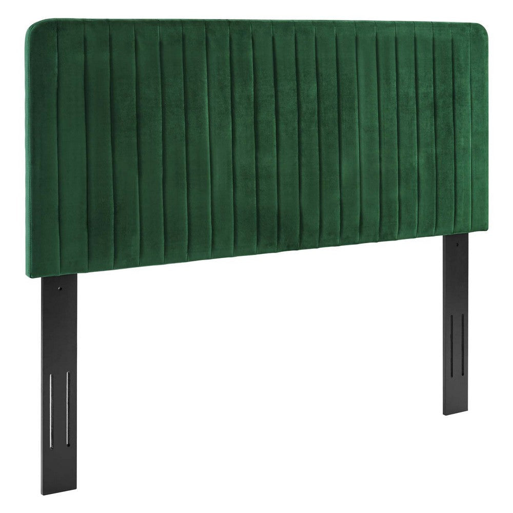 Modway Milenna Channel Tufted Performance Velvet Twin Headboard in Emerald MDY-MOD-6337-EME