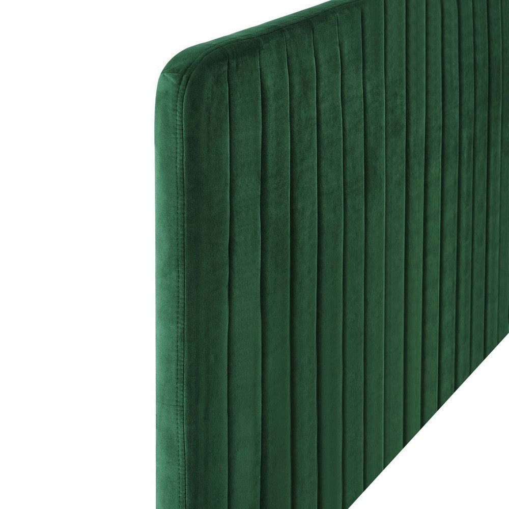Modway Milenna Channel Tufted Performance Velvet Twin Headboard in Emerald MDY-MOD-6337-EME