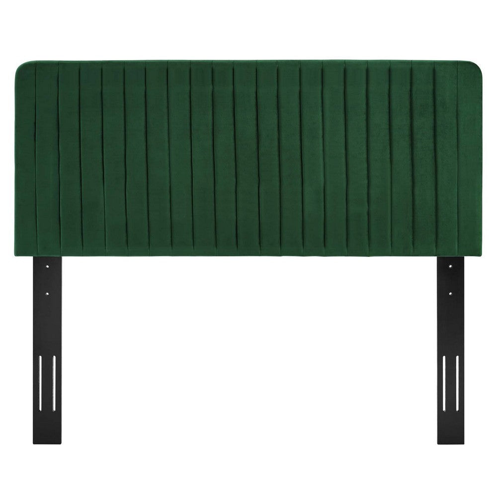 Modway Milenna Channel Tufted Performance Velvet Twin Headboard in Emerald MDY-MOD-6337-EME