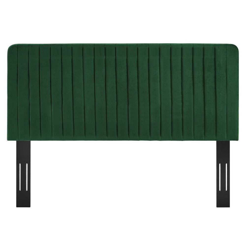 Modway Milenna Channel Tufted Performance Velvet Twin Headboard in Emerald MDY-MOD-6337-EME