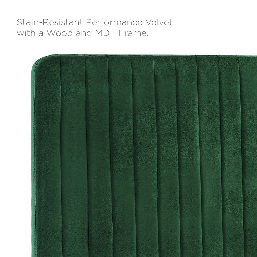 Modway Milenna Channel Tufted Performance Velvet Twin Headboard in Emerald MDY-MOD-6337-EME
