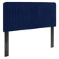 Modway Milenna Channel Tufted Performance Velvet Twin Headboard in Navy