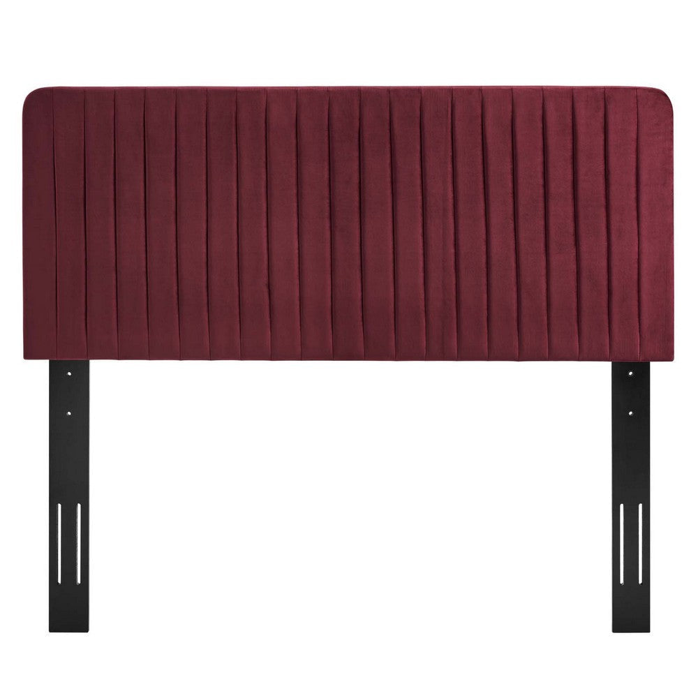 Modway Milenna Channel Tufted Performance Velvet Full/Queen Headboard in Maroon MDY-MOD-6339-MAR