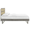 Modway Sidney Cane Rattan and Wood Queen Platform Bed in Gray with Angular Legs MDY-MOD-6369-GRY