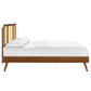 Modway Kelsea Cane and Wood Queen Platform Bed with Splayed Legs in Walnut MDY-MOD-6373-WAL