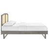 Modway Sierra Cane and Wood Queen Platform Bed with Angular Legs in Gray MDY-MOD-6375-GRY