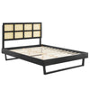 Modway Sidney Cane Rattan and Wood King Platform Bed in Black with Angular Legs MDY-MOD-6377-BLK