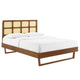Sidney Cane and Wood King Platform Bed With Angular Legs by Modway| Brown