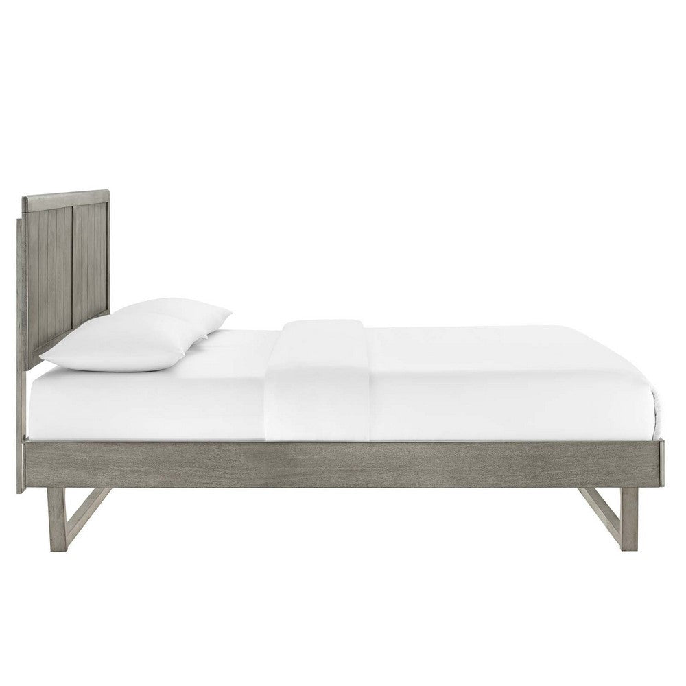 Modway Alana Wood Queen Platform Bed in Gray with Angular Frame MDY-MOD-6378-GRY