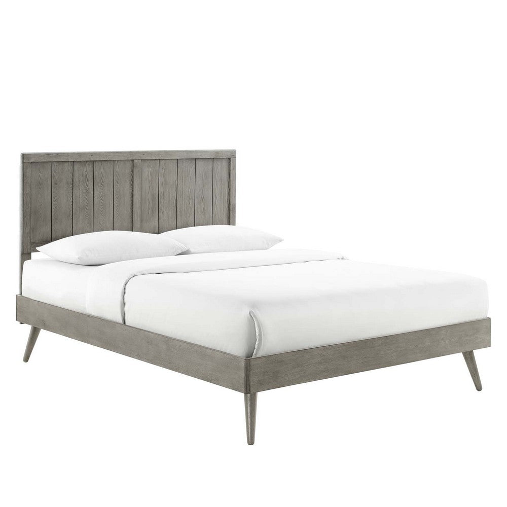 Alana Wood Queen Platform Bed With Splayed Legs by Modway| Gray