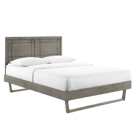 Modway Marlee Wood Queen Platform Bed in Gray with Angular Frame