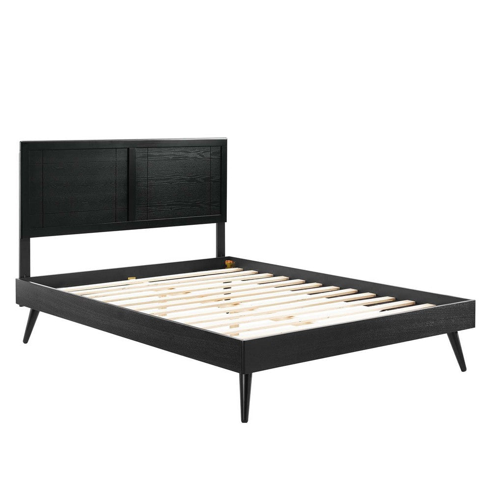 Modway Marlee Wood Queen Platform Bed in Black with Splayed Legs MDY-MOD-6382-BLK