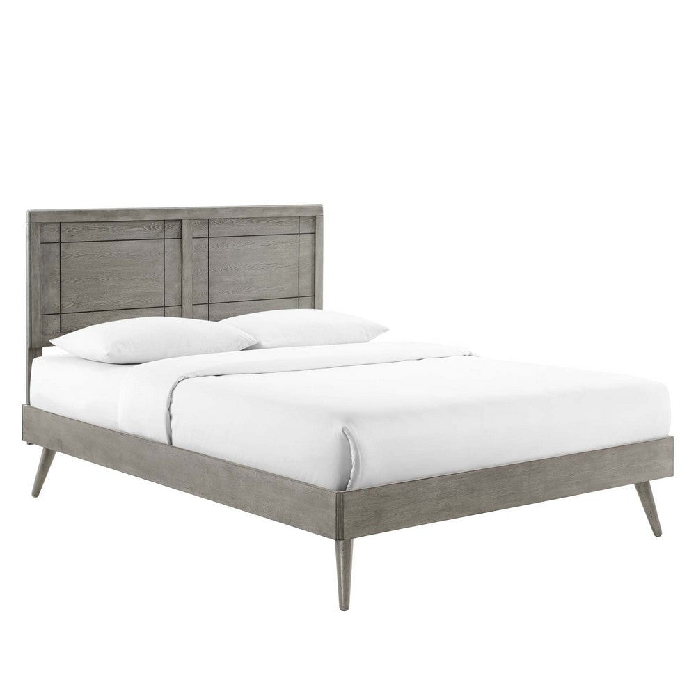 Modway Marlee Wood Queen Platform Bed in Gray with Splayed Legs