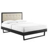 Modway MOD-6384-BLK-BEI Willow Queen Wood Platform Bed with Angular Frame, Black Beige