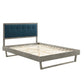 Modway MOD-6384-GRY-AZU Willow Queen Wood Platform Bed with Angular Frame Gray Azure MDY-MOD-6384-GRY-AZU