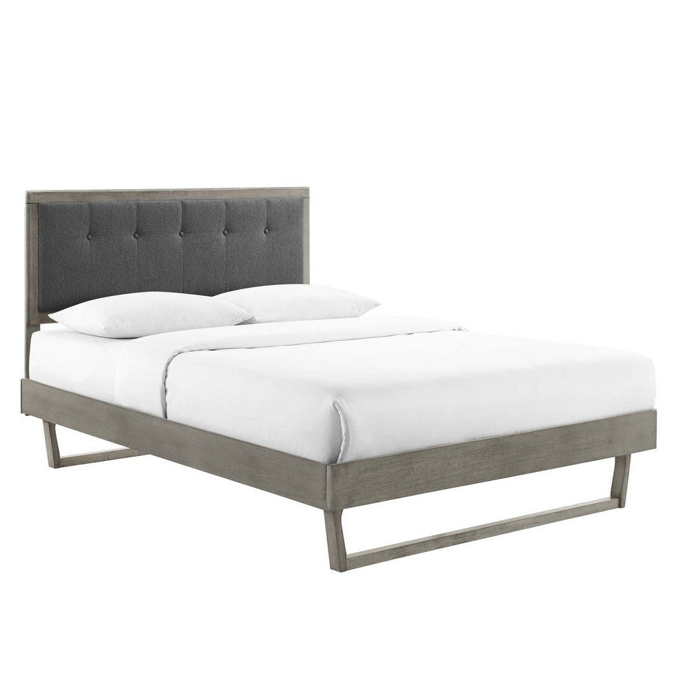 Modway Willow Wood Platform Bed with Angular Frame, Queen, Gray Charcoal