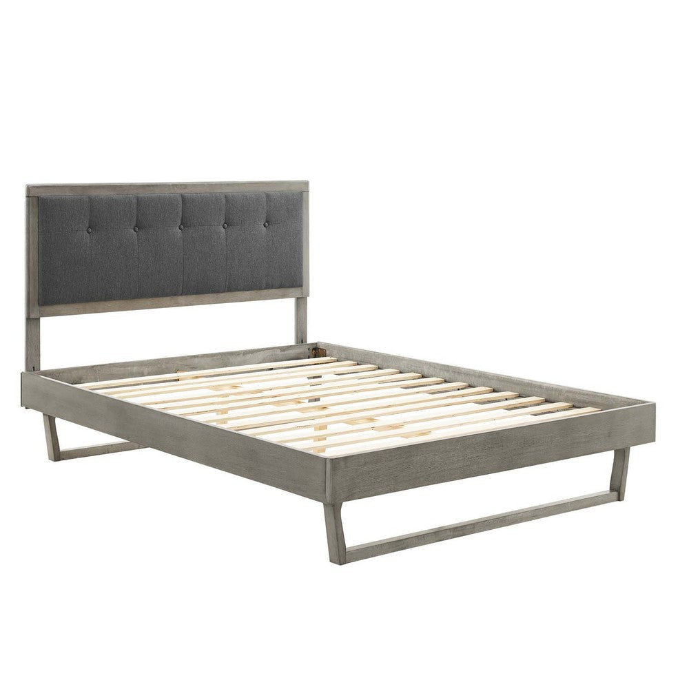 Modway Willow Wood Platform Bed with Angular Frame Queen Gray Charcoal MDY-MOD-6384-GRY-CHA