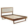 Modway MOD-6384-WAL-BEI Willow Queen Wood Platform Bed with Angular Frame Walnut Beige MDY-MOD-6384-WAL-BEI