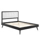 Modway MOD-6385-BLK-WHI Willow Queen Wood Platform Bed with Splayed Legs Black White MDY-MOD-6385-BLK-WHI