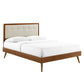 Modway MOD-6385-WAL-BEI Willow Queen Wood Platform Bed with Splayed Legs, Walnut Beige