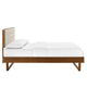 Modway Bridgette Wood Platform Bed with Angular Frame Queen Walnut Beige MDY-MOD-6387-WAL-BEI