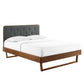 Modway Bridgette Wood Platform Bed with Angular Frame, Queen, Walnut Charcoal